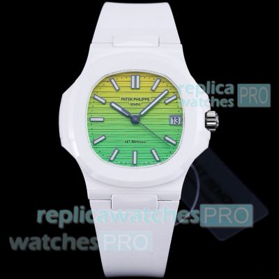 Swiss Replica AET Patek Philippe Nautilus 5711 Hawaii Sunset Dial White Ceramic Watch 